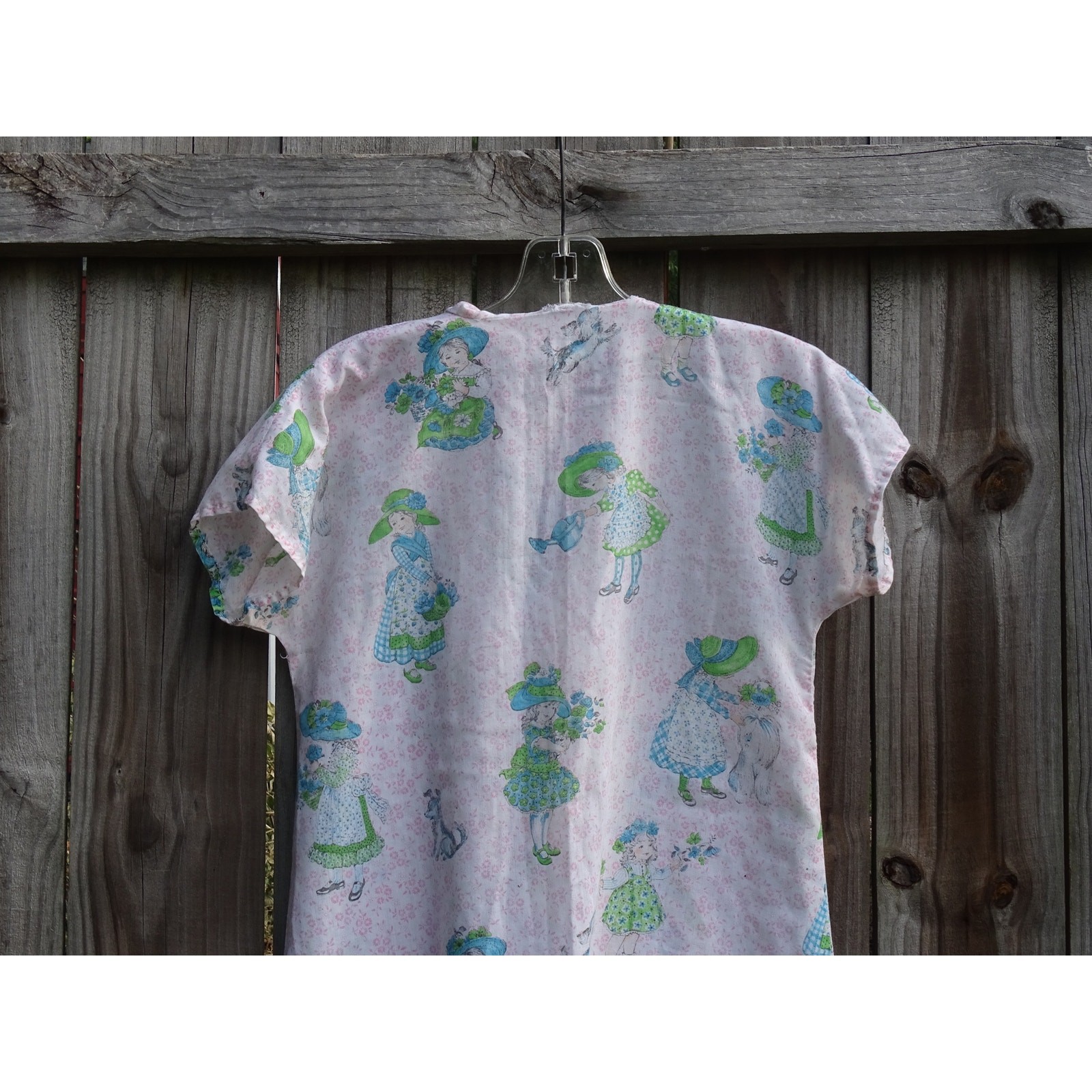 Vtg Floral Midi Housedress Novelty Print 70s Small Cottage Garden Cottagecore