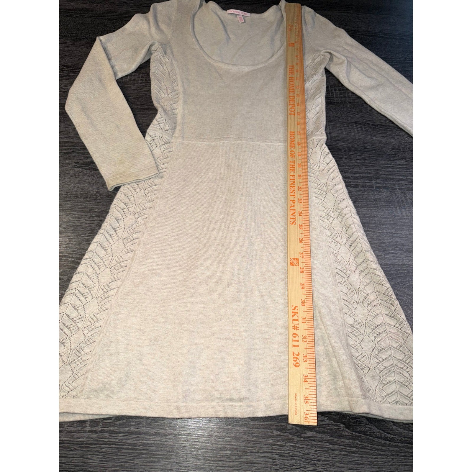 Victorias Secret Oatmeal Beige Pointelle Knit Scoop Size M Coquette Balletcore