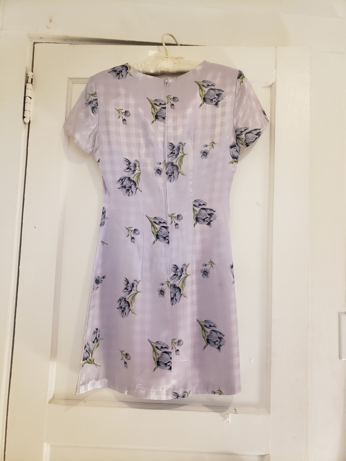 Vtg 90s Y2k City Triangles Sz 5 M Satin Floral Spring Dress Lavendar