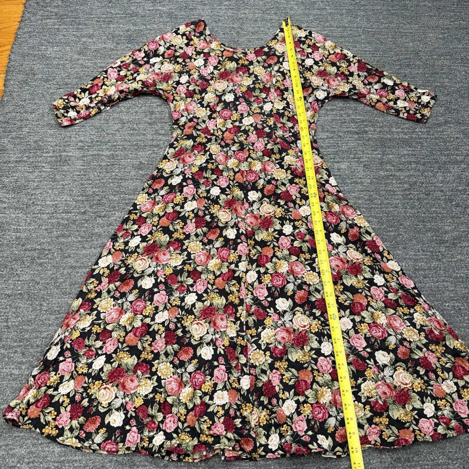 Vintage Ms Choice Dress Women 10 Floral Fit and Flare Midi Prairie Homestead 90s