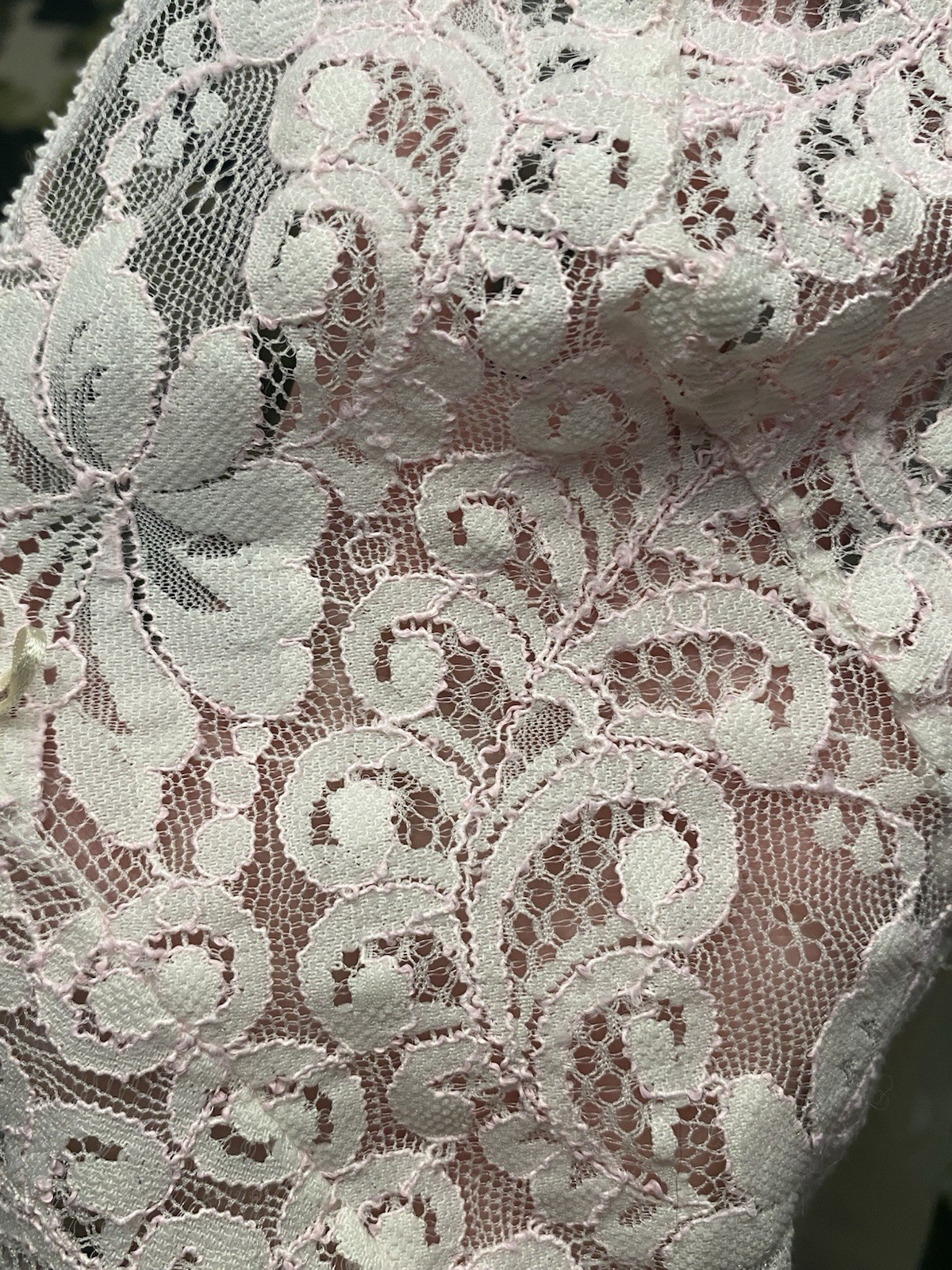 Vintage Olga Pink & Ivory Lace Bodice Cami Lingerie Top Slip Size 34