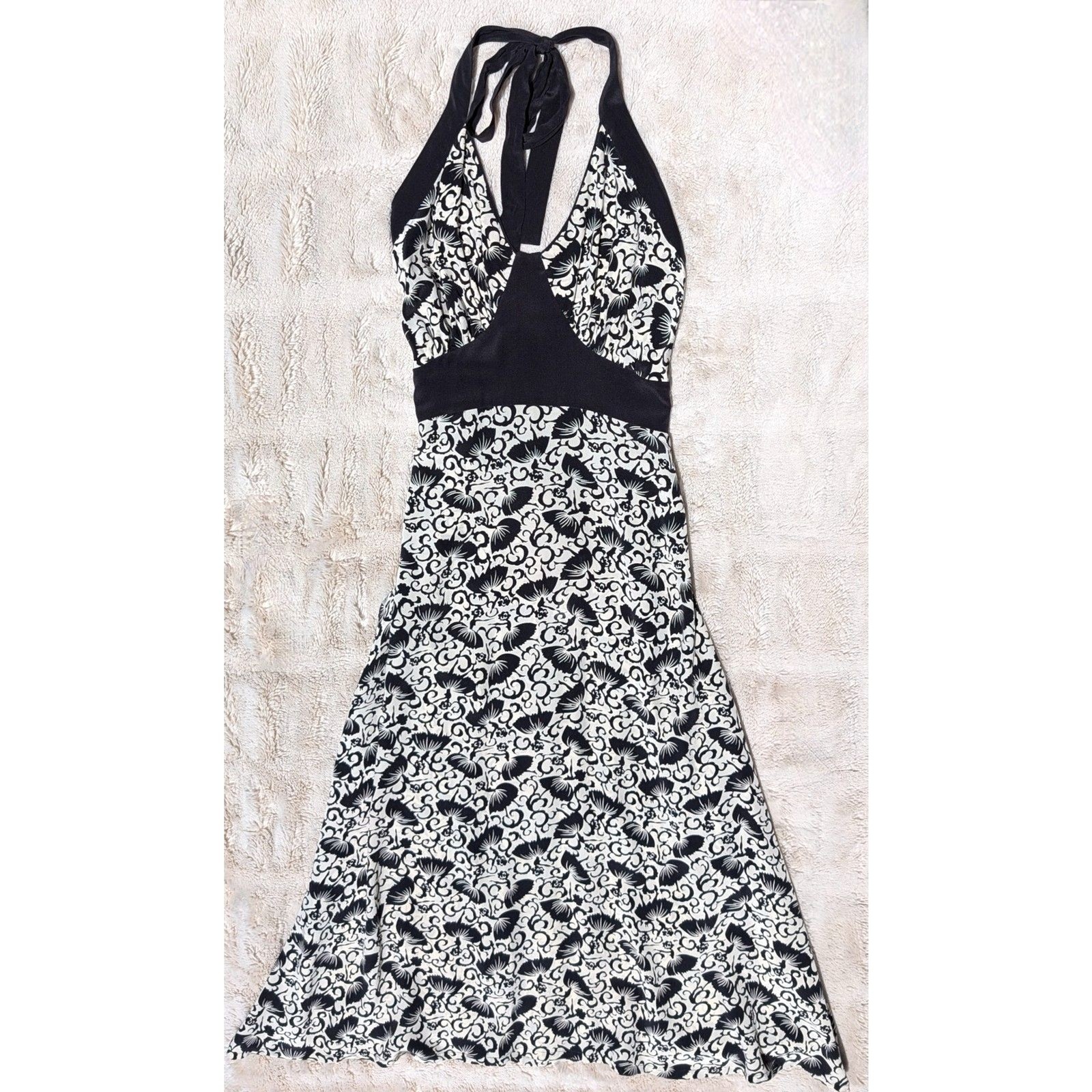 VTG Trashy Diva ASO Sophia Bush „Stay Alive” Dancer Print Silk Halter Dress Sz M