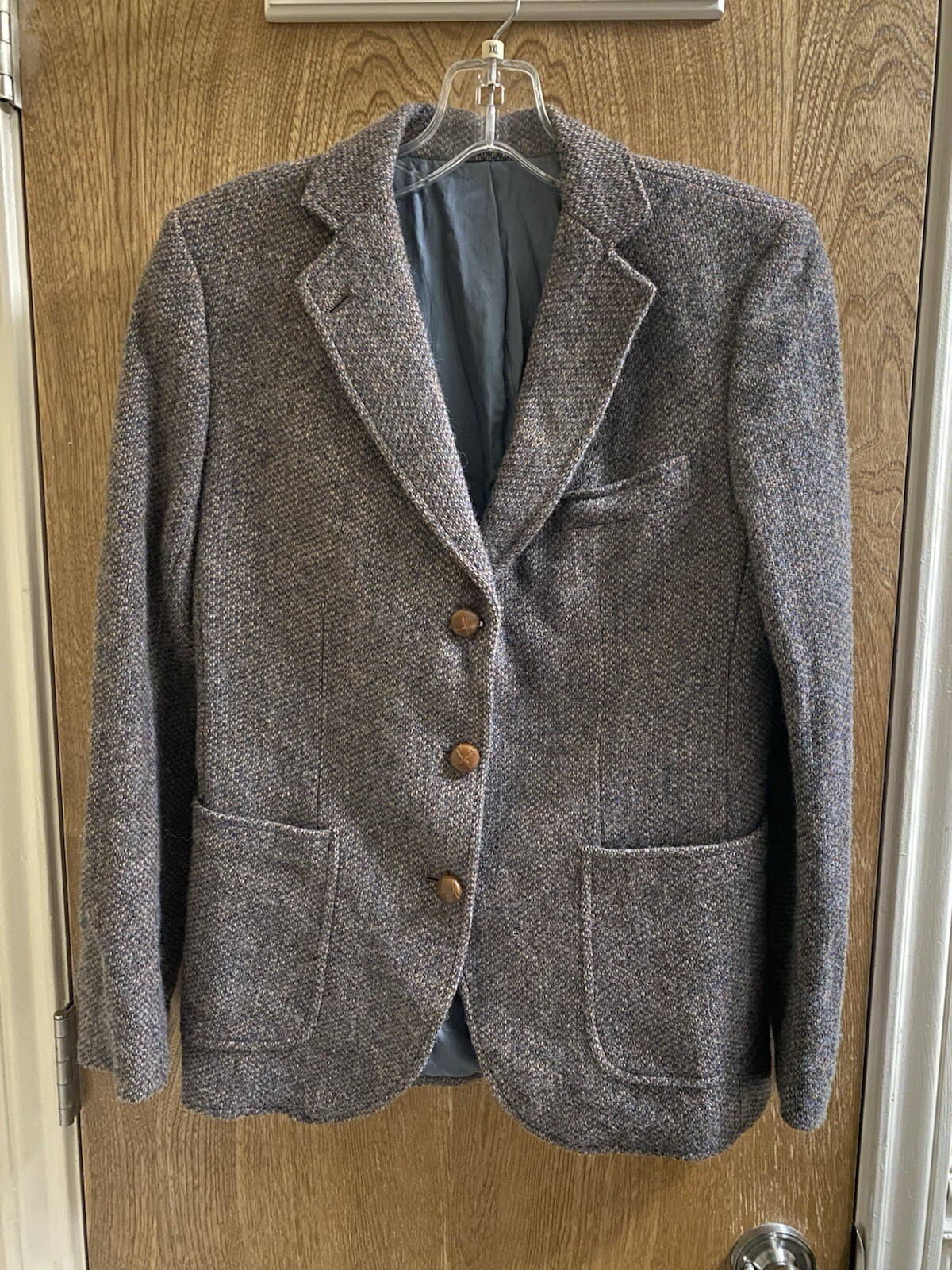 Vintage Stanley Blacker For Bloomingdale’s Women Wool Herringbone Jacket Size 10