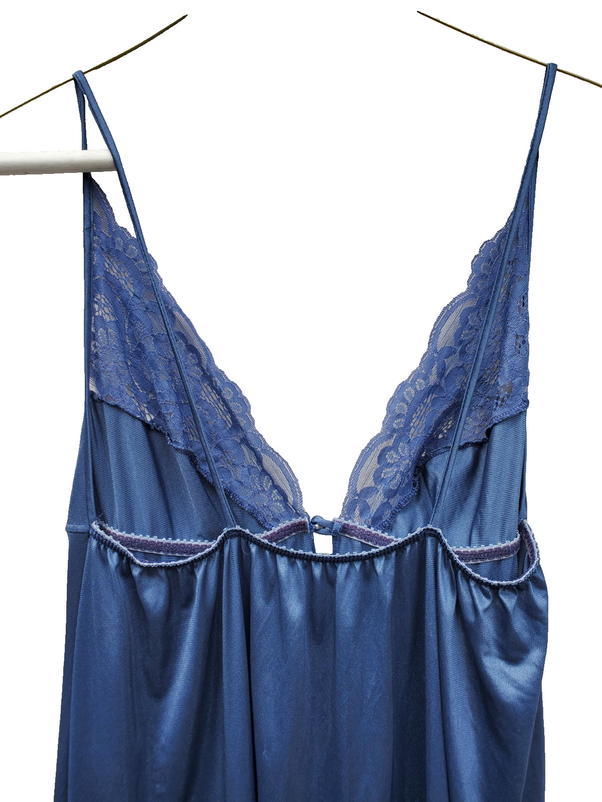 FLAIR vintage long blue MEDIUM nightgown MAXI v-neck Nylon romantic