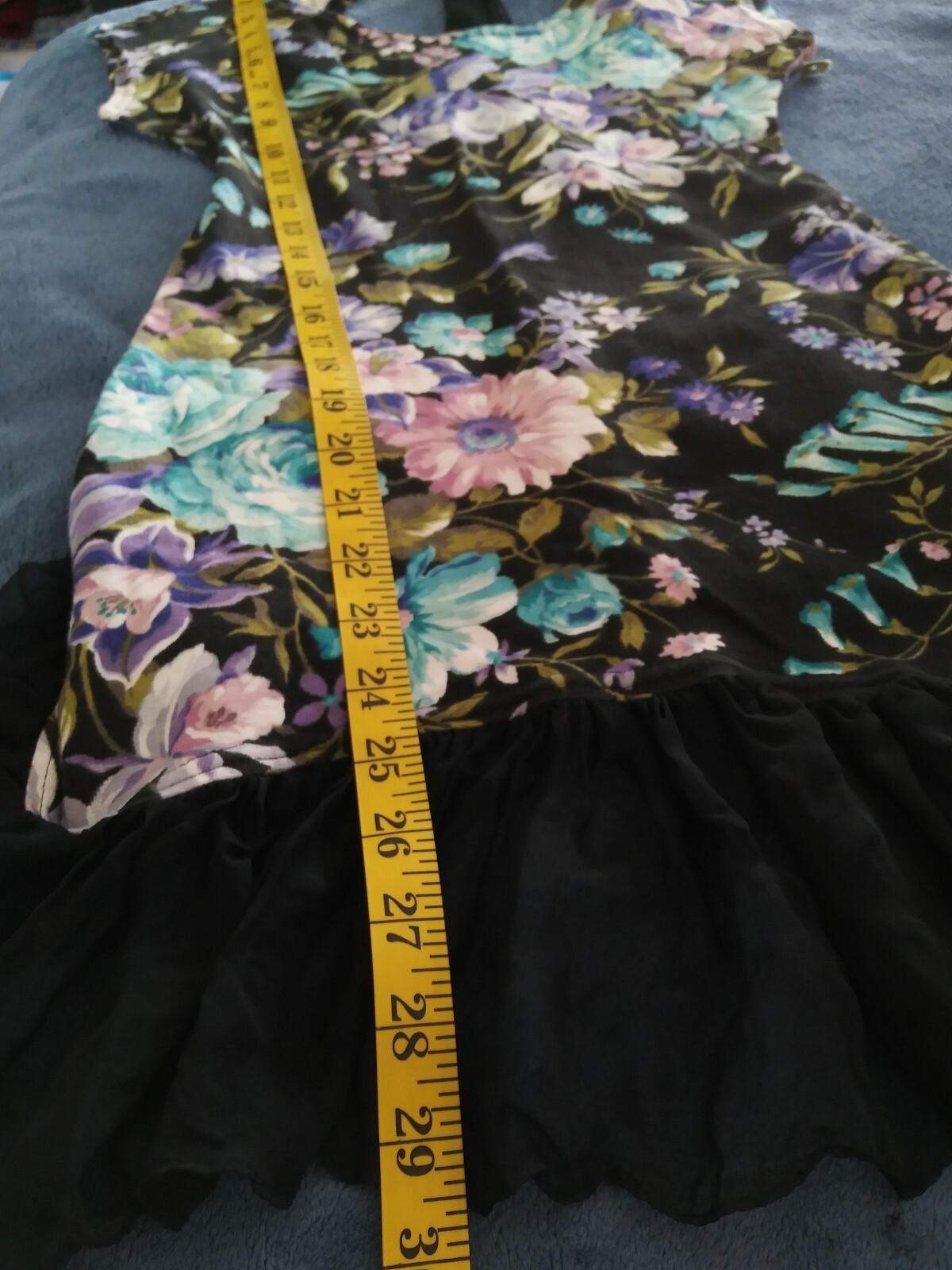 New Wave Dress S JAY JACOBS 1980s Chiffon Floral Stretch CUB WEAR Hip Hop Style