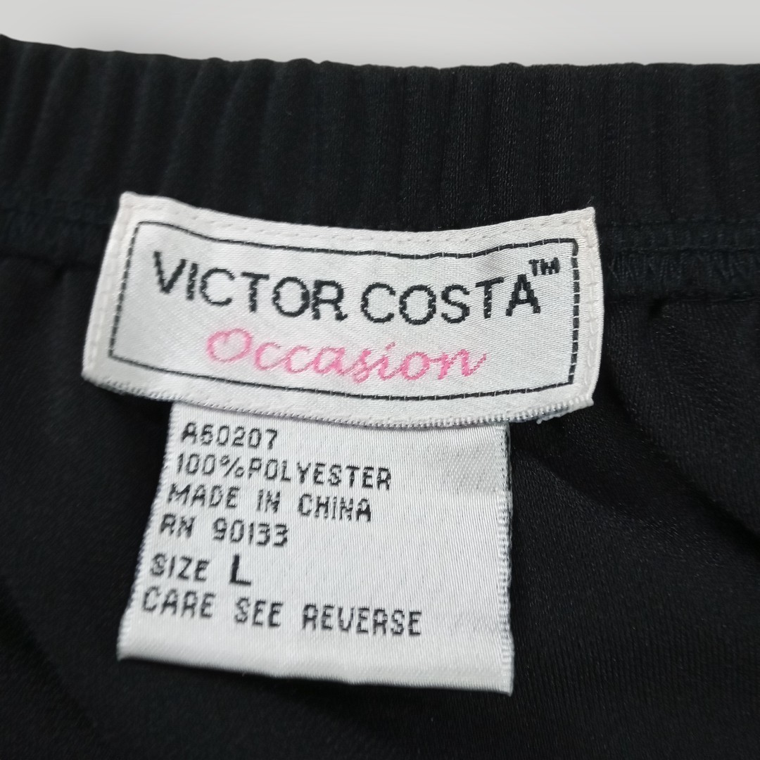 Victor Costa Occasion Women’s L Black Long Skirt Side Slit Elastic Waist