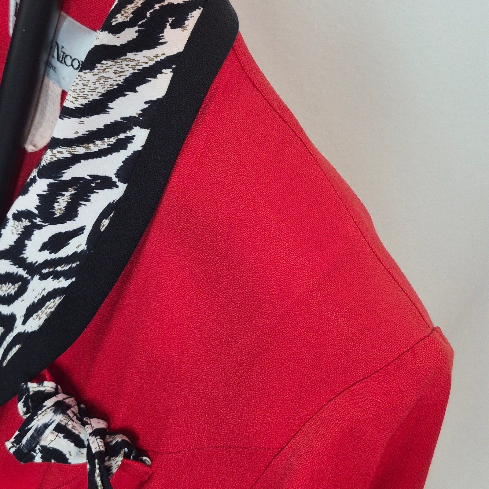 Vintage 80s Danny & Nicole Red Dress Animal Print 8 Made in USA Maximalism Retro