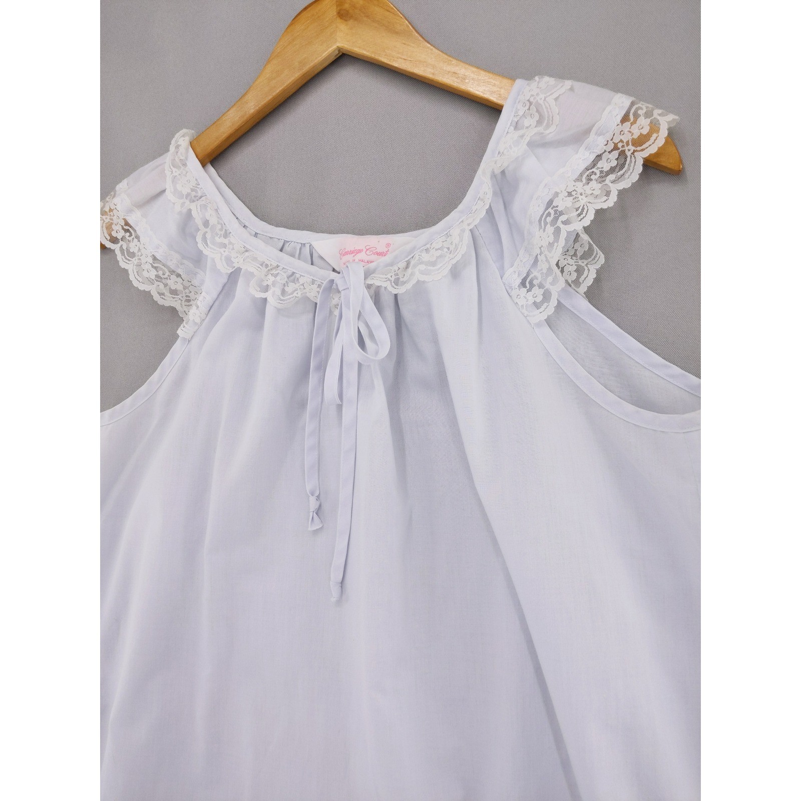 Vintage 2pc Nightgown Robe Set Sz M Lavender Lace Trim Carriage Court Sears