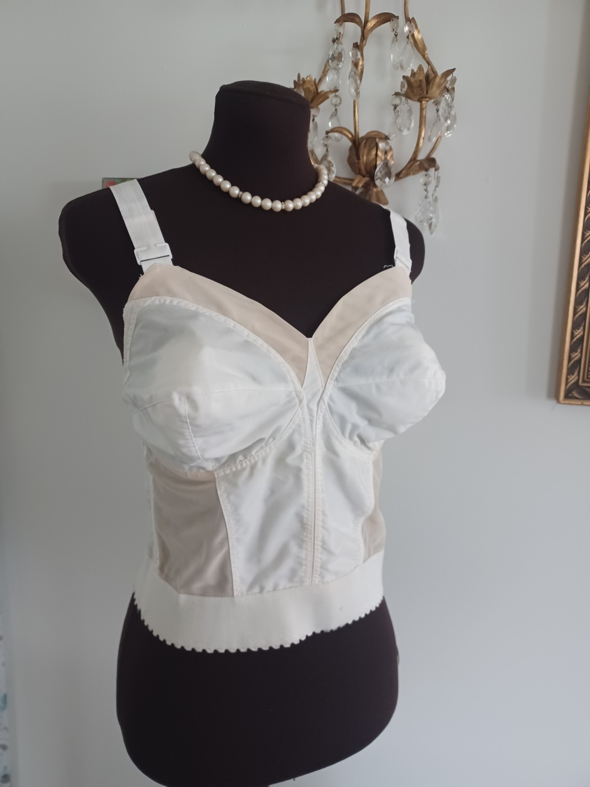Vintage Bustier Bra Lingerie Cone Exquisite Form Boned 38 D