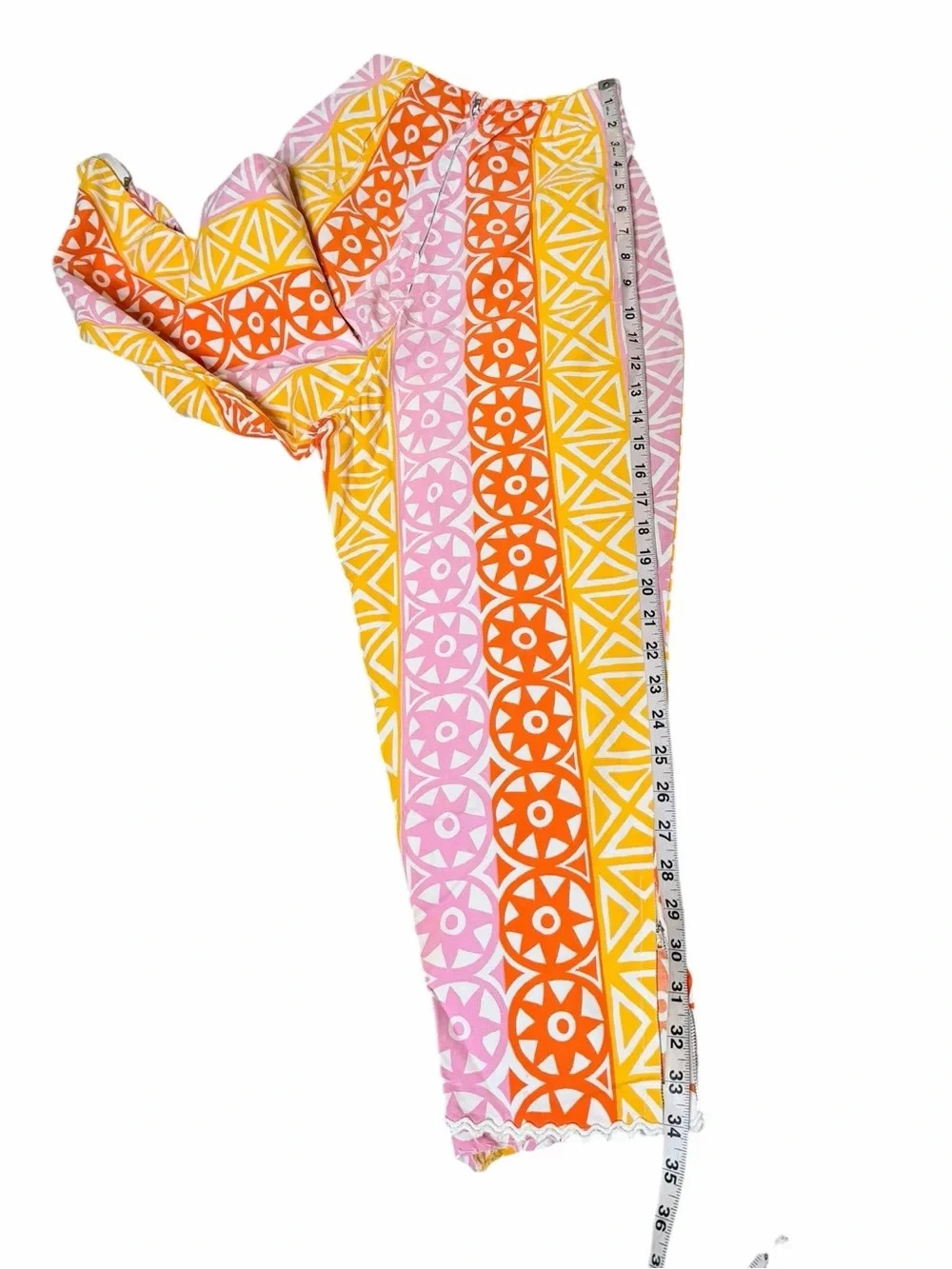 VTG 60s Mod Psychedelic Capri Pants XS Pink Orange Yellow Zip Ankle