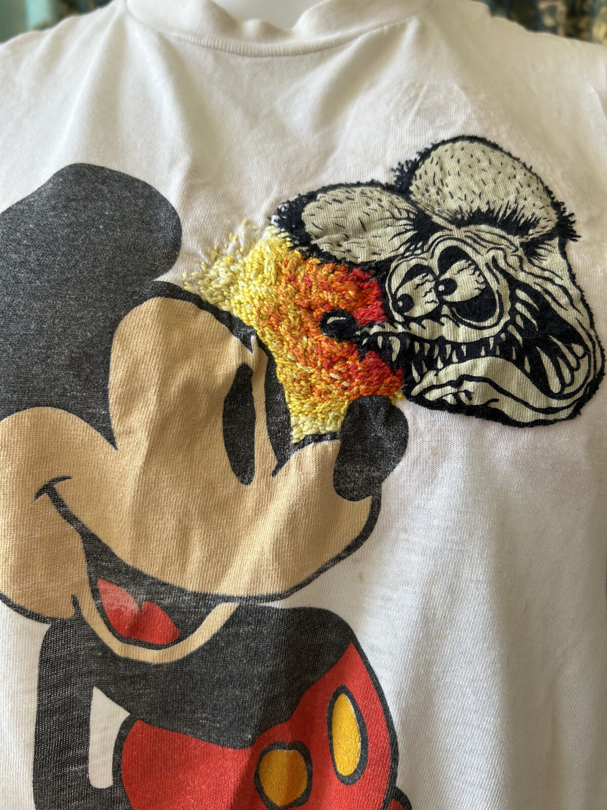 Vintage 1980’s DIY Rat Fink Ed Roth Mickey Mouse Punk T Shirt OOAK Handmade