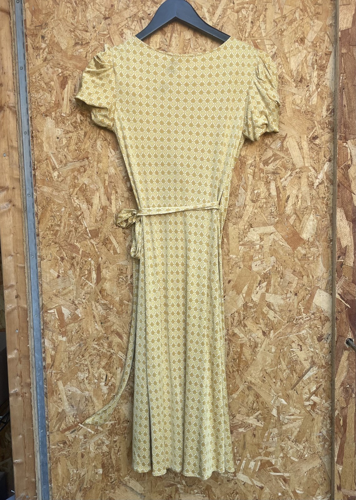 Vintage Wrap Dress Geometric Diamond Print 1970’s Size XS Secretary Office Siren