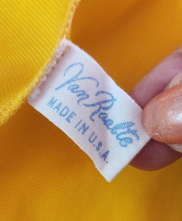 Vtg 60s Rare Van Raalte Mustard Yellow Nylon Babydoll Lace Hem Nightgown