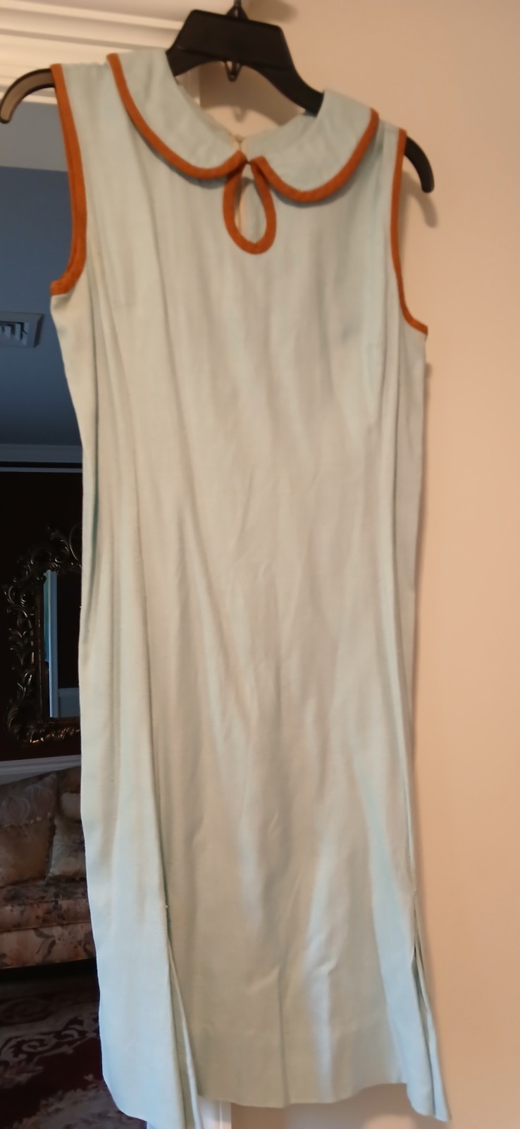 Vintage 1960s Adele Martin Original Green light blue Shift Dress Mod Mini M