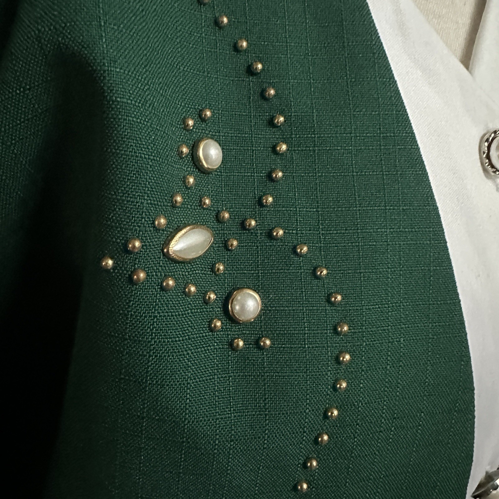 VTG 90s MOB Green Pearl Beaded Embellished Dress & Jacket Set M Whirlaway Frocks