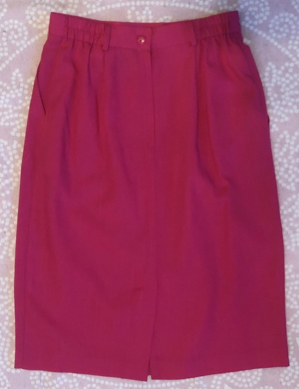 Vtg Requirements Sz 12 Hot Pink Fuchsia Midi Aline Skirt Retro Pleated Pockets