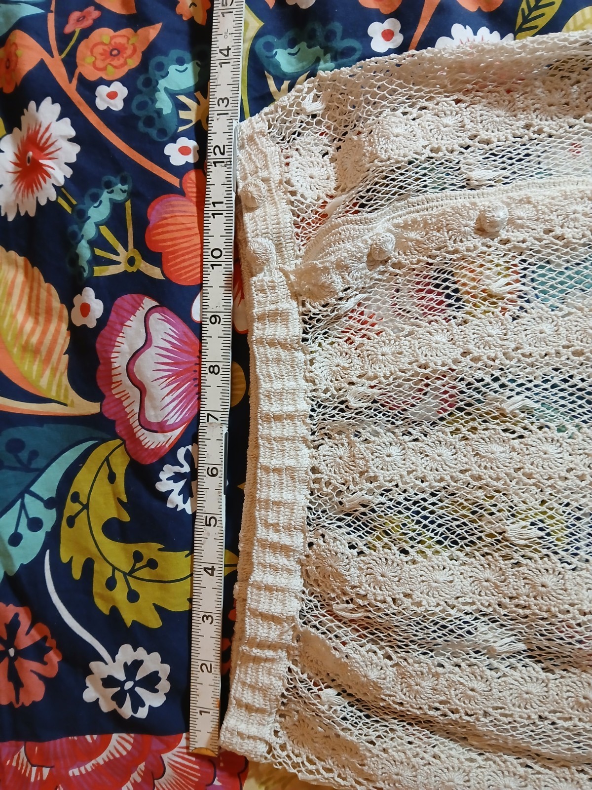 Vintage Hand Crochet Ivory Cotton Lace Skirt