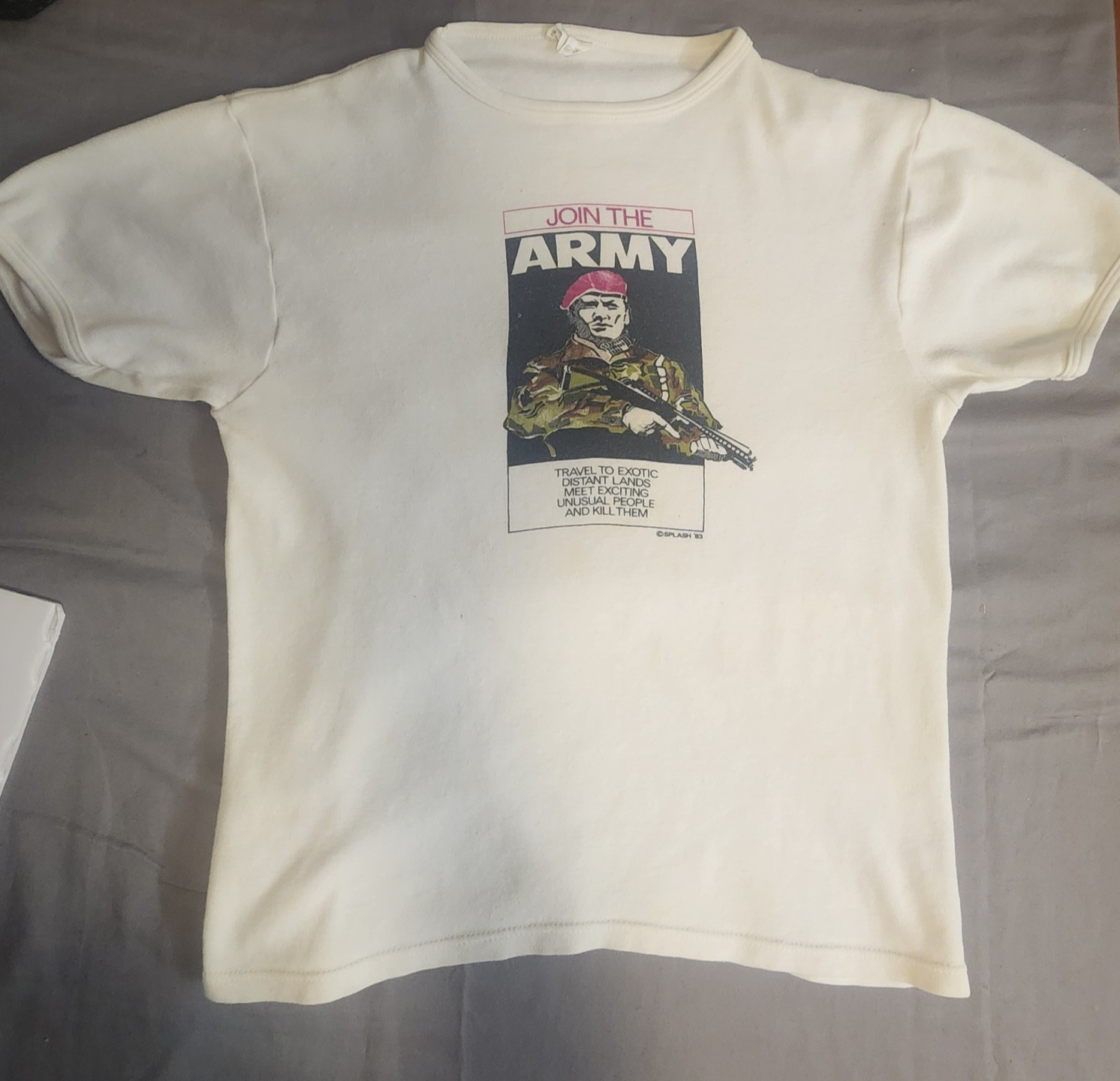 Vtg 1983 Women’s Splash Satire Shirt Join The Army Parody Punk T Made England XS