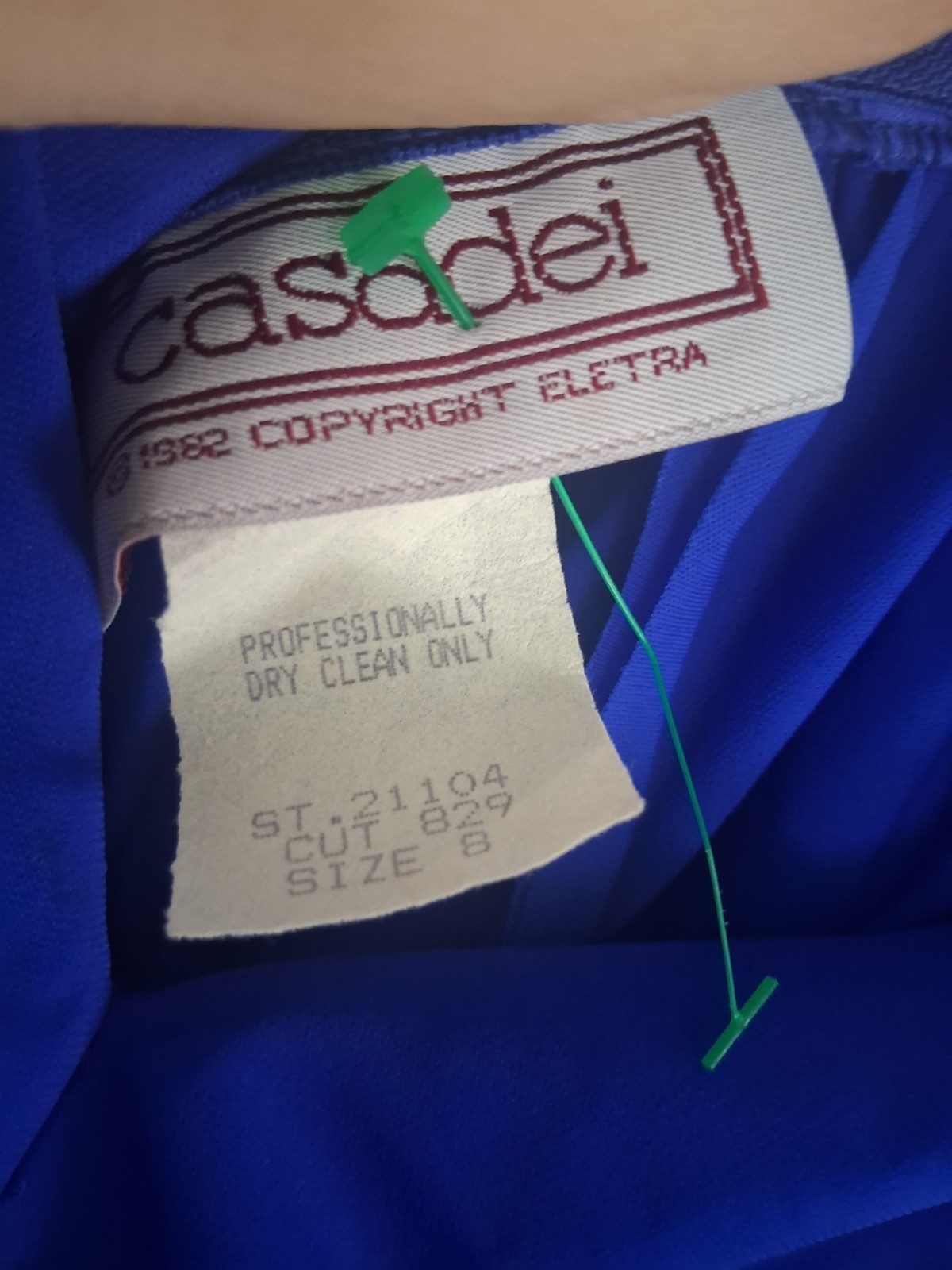 Casadei 1982 Blue Long Sleeve V Neck Beaded Waist Fit & Flair Midi Dress SZ 8