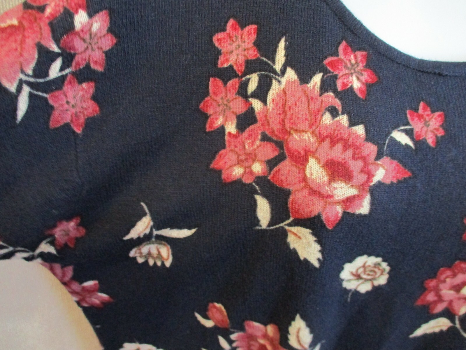 Vintage Chrysantheme Sweater Plus Size 1X Floral Print Drop Shoulder Tunic