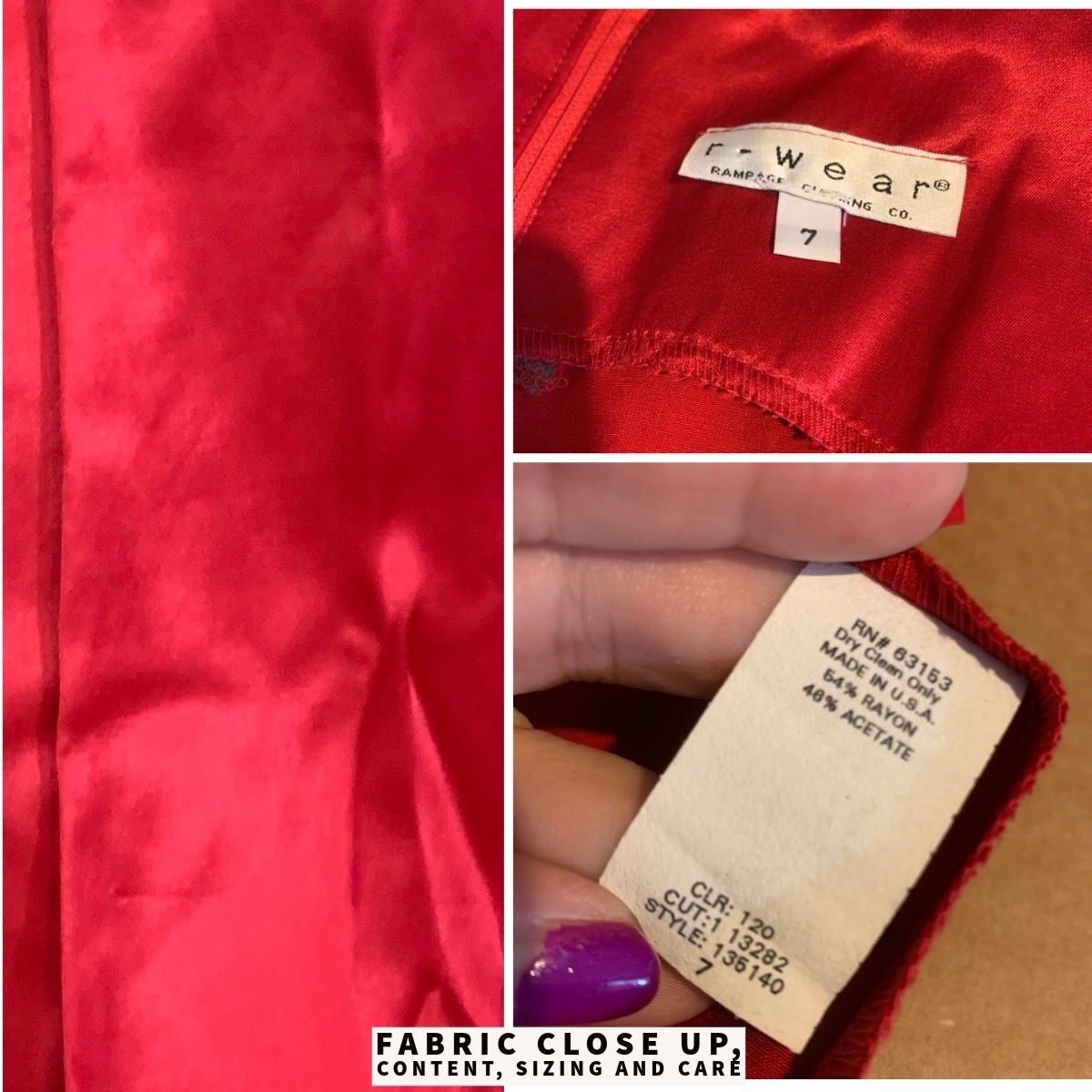 VINTAGE CIRCA 1990’S R-WEAR RAMPAGE CLOTHING CO RED SATIN MINI DRESS SZ 7/S