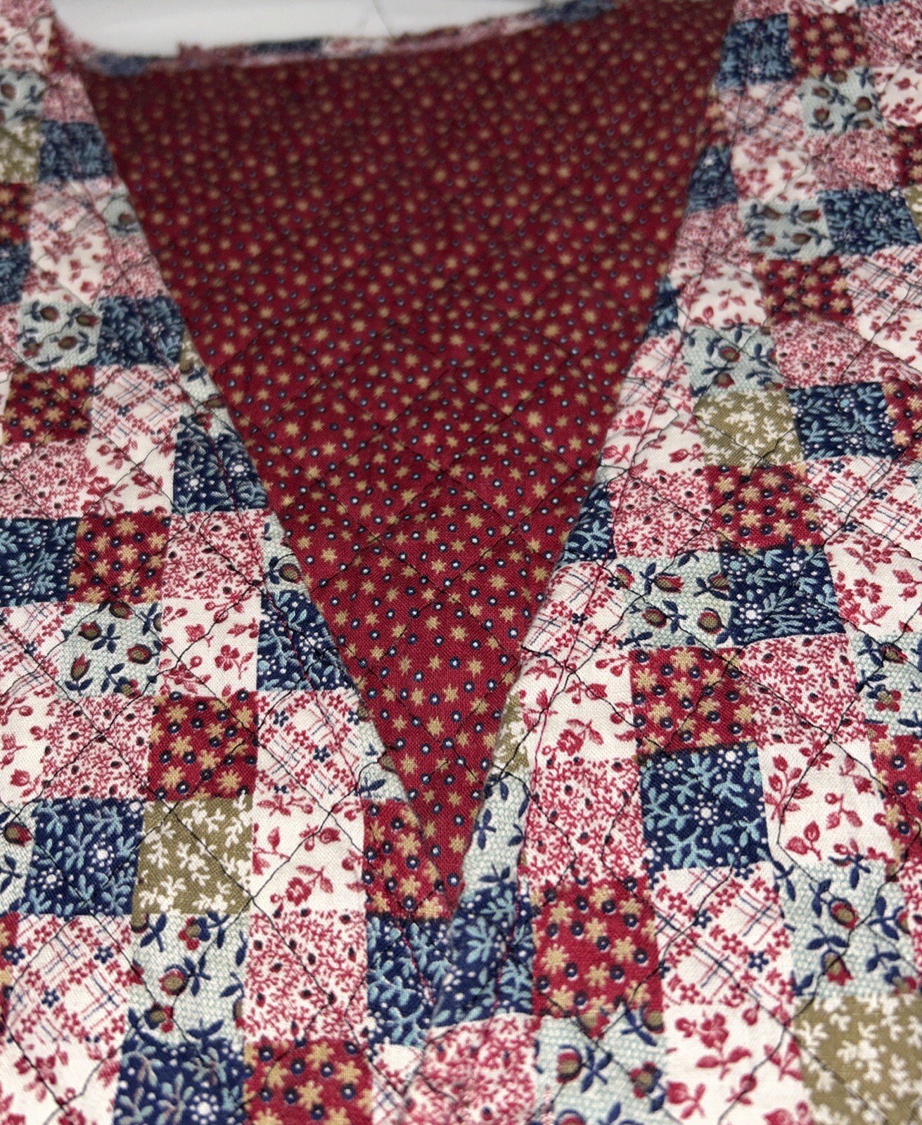 Vintage Handmade Patchwork Quilted Vest. Not Sure On Size See Measurements
