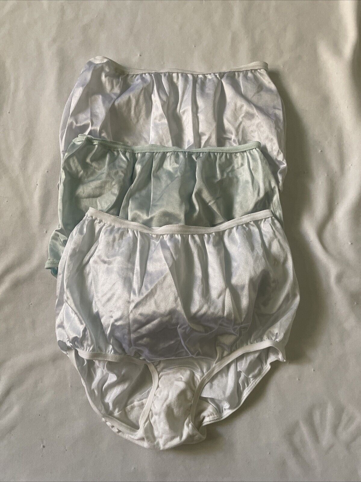 Vintage Cotillion Nylon Panties Sz 5 White Blue 100% Cotton Gusset Lot of 3