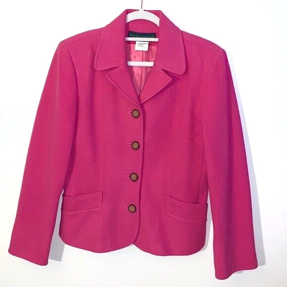 Vintage Harve Benard by Benard Holtzman Pink Wool Blazer Dress Suit Jacket Sz 6