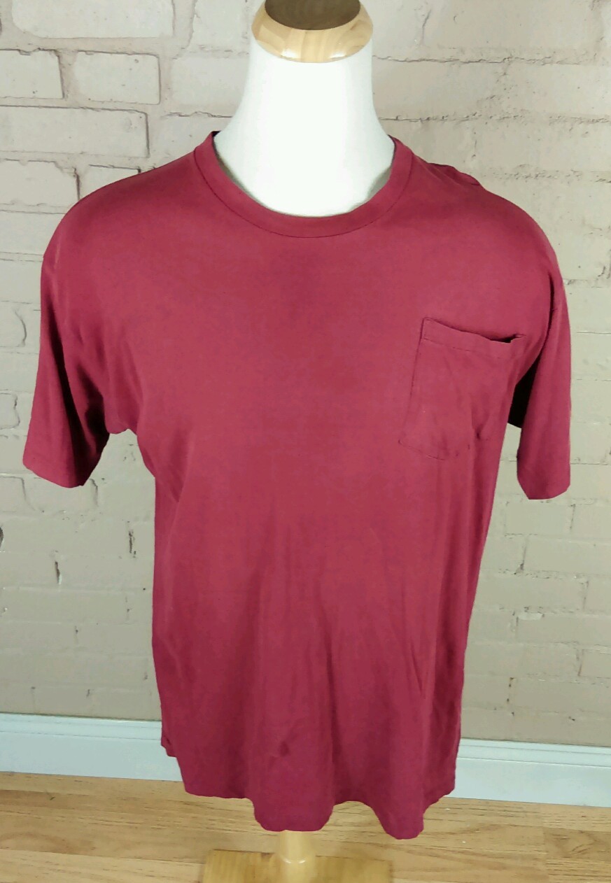 Vintage 60s 70s Distressed Faded XL Tall Maroon Blank T Shirt XLT
