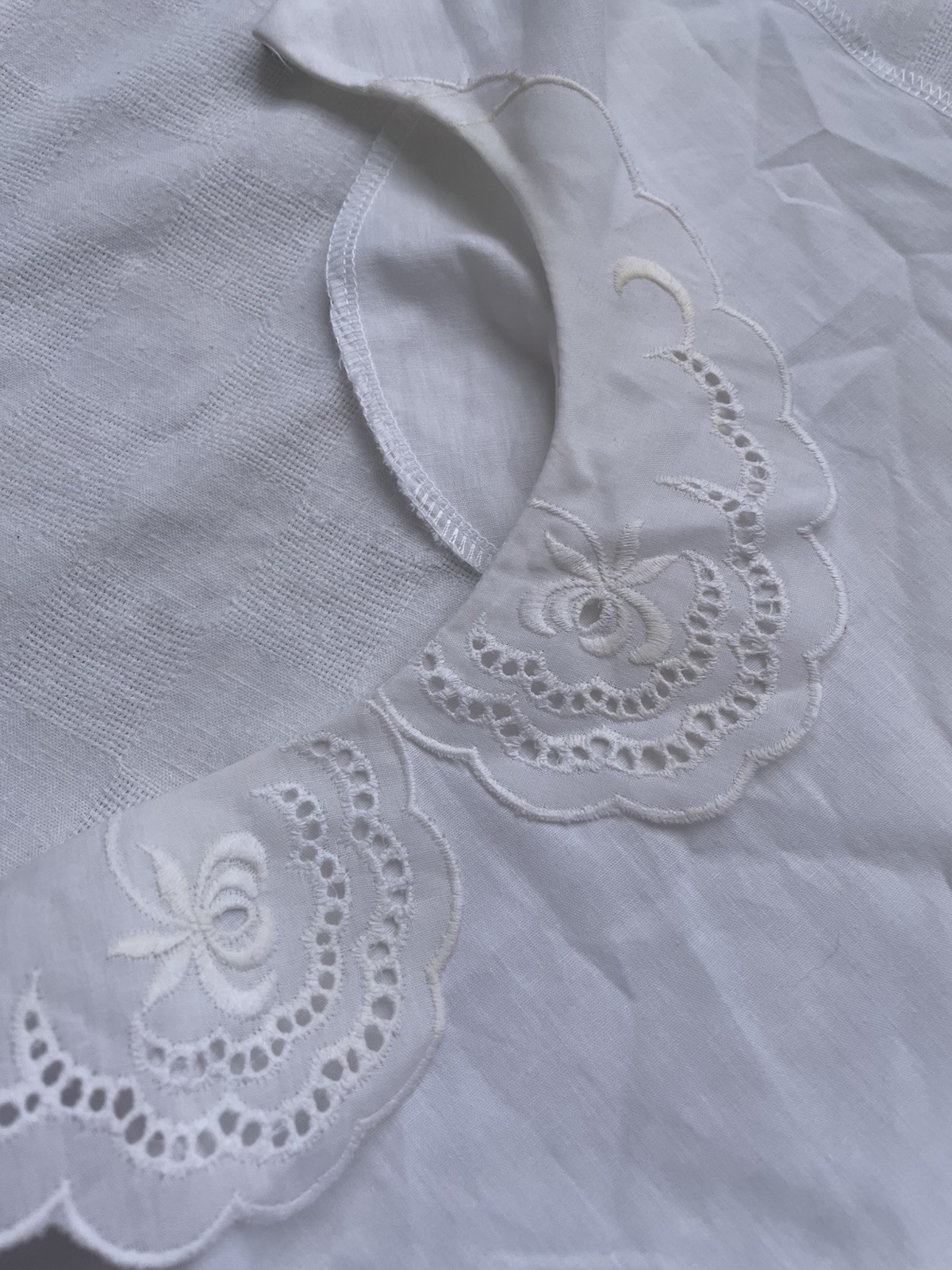 Vintage Cutwork Lace Cotton Dickey Collar Princess Diana White Cottagecore 80s