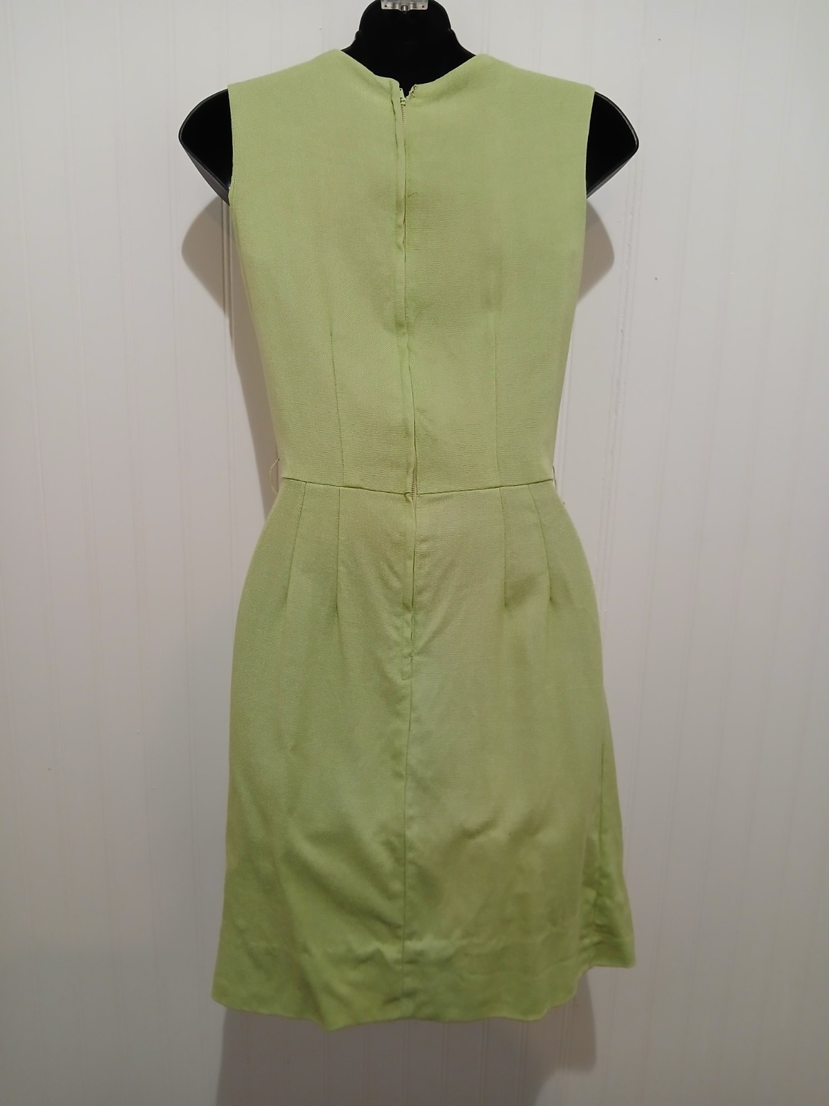 True Vintage Light Green Mod Fit Flare Sleeveless Mini Dress 60s 29″C