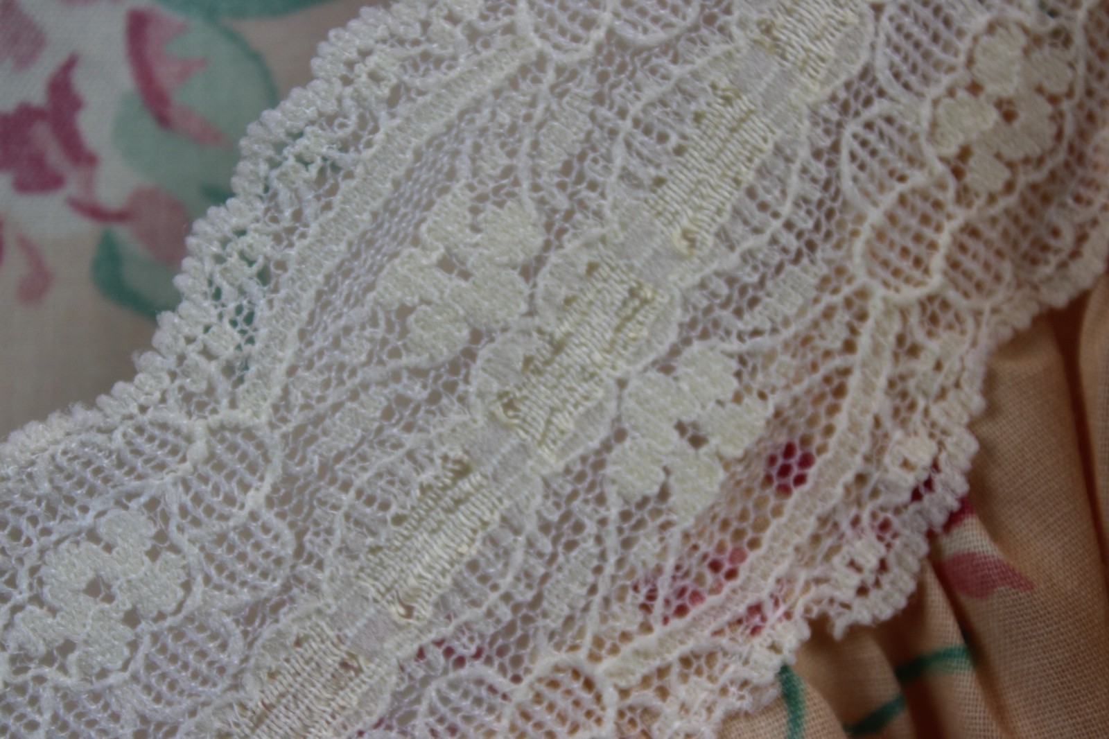Quiet Moments Nightgown – 1X, Made in USA, Floral, Lace Trim, 40” Length