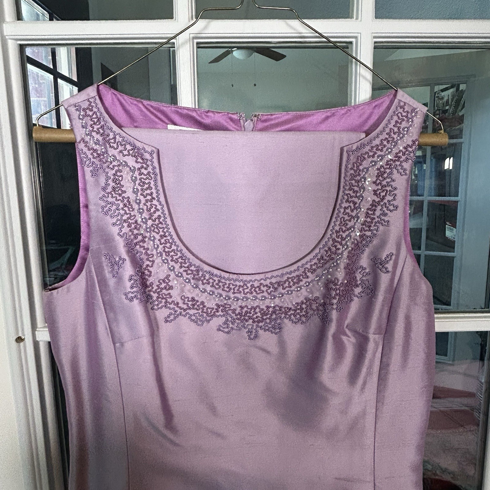 Lillie Rubin X Kay Unger Vintage 1990s 100% Silk Lavender Beaded Dress Jacket 6