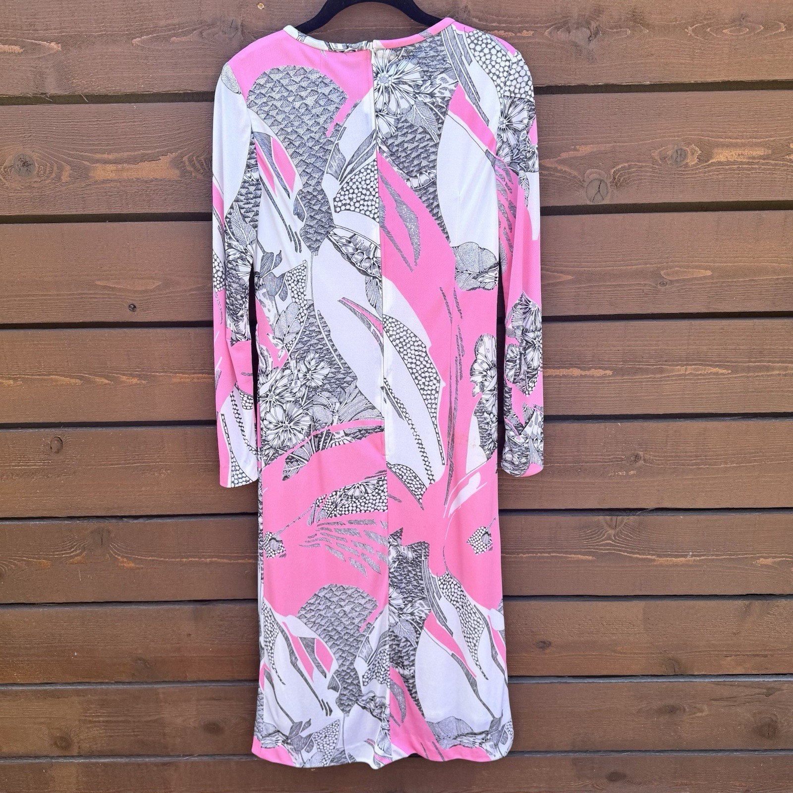 Vintage 60s 70s Tissus J Leonard Italmodell Borelli Mod Floral Midi Dress 38 S