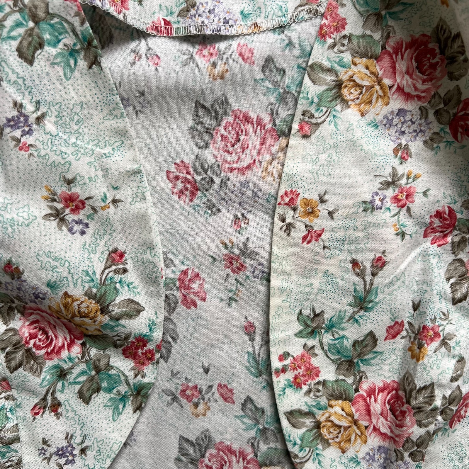 Vintage Floral Two Piece Dress & Bolero Set Puff Sleeves Tea Length Cottagecore