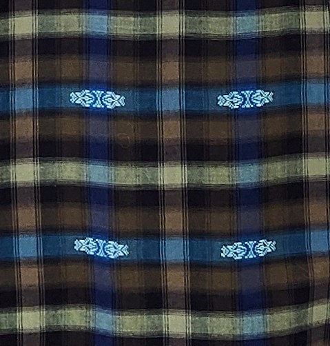 Vtg 1940s Cotton striped embroidery Day Shirt Dress Zip front pockets Belt W30″M