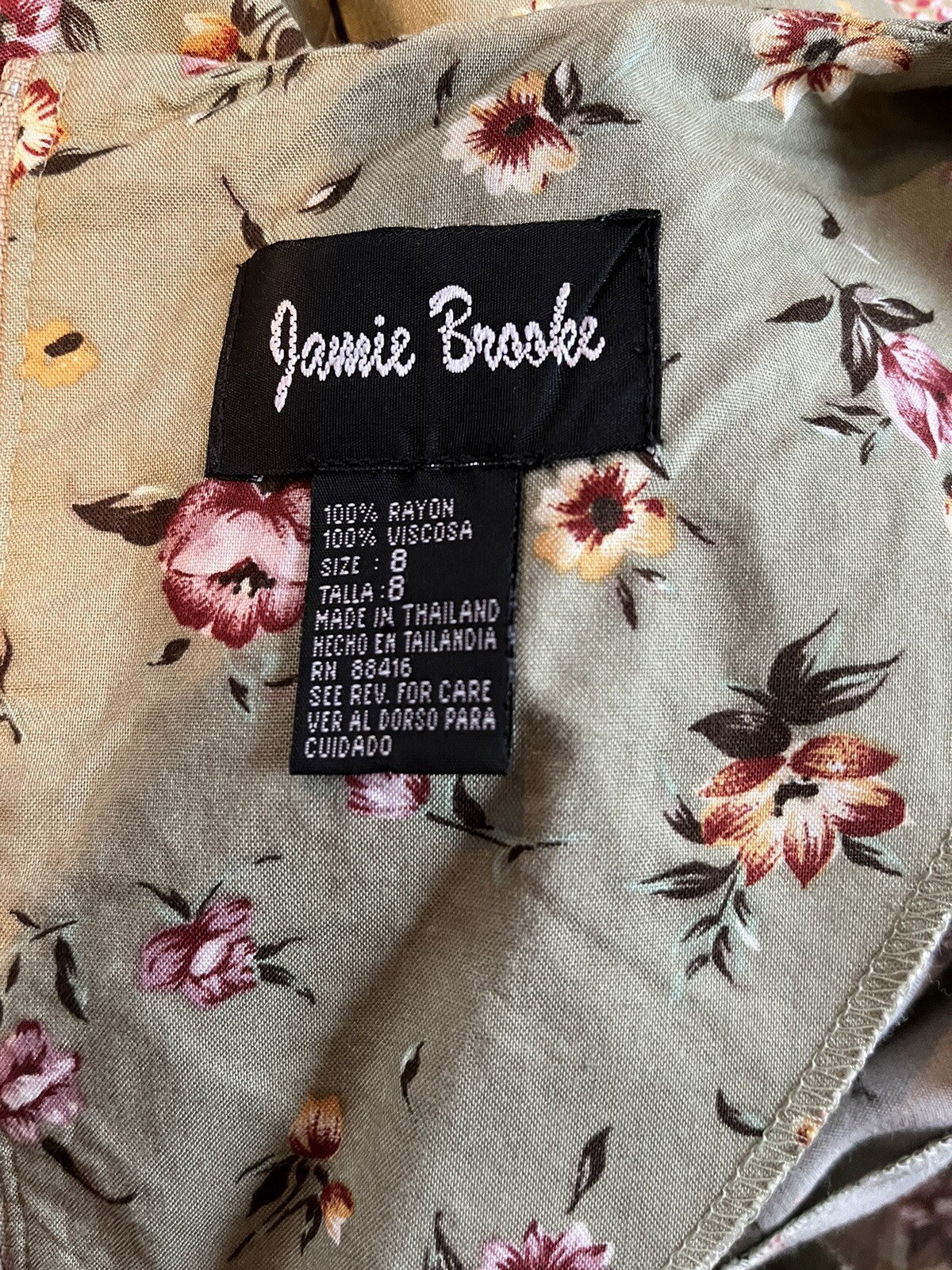Vtg 90s Jamie Brooke Dress Fit and Flare Skater Dress Floral Hippie Boho Cottage