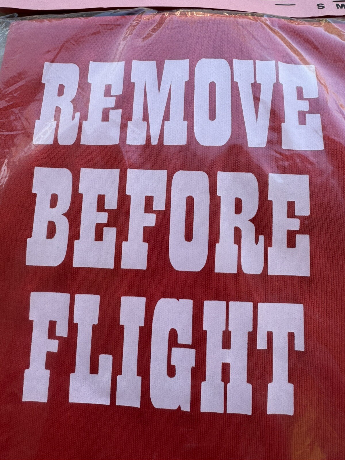 NIP 1970s Fun Tees Sportswear REMOVE BEFORE FLIGHT Aviation T Shirt XL Humor