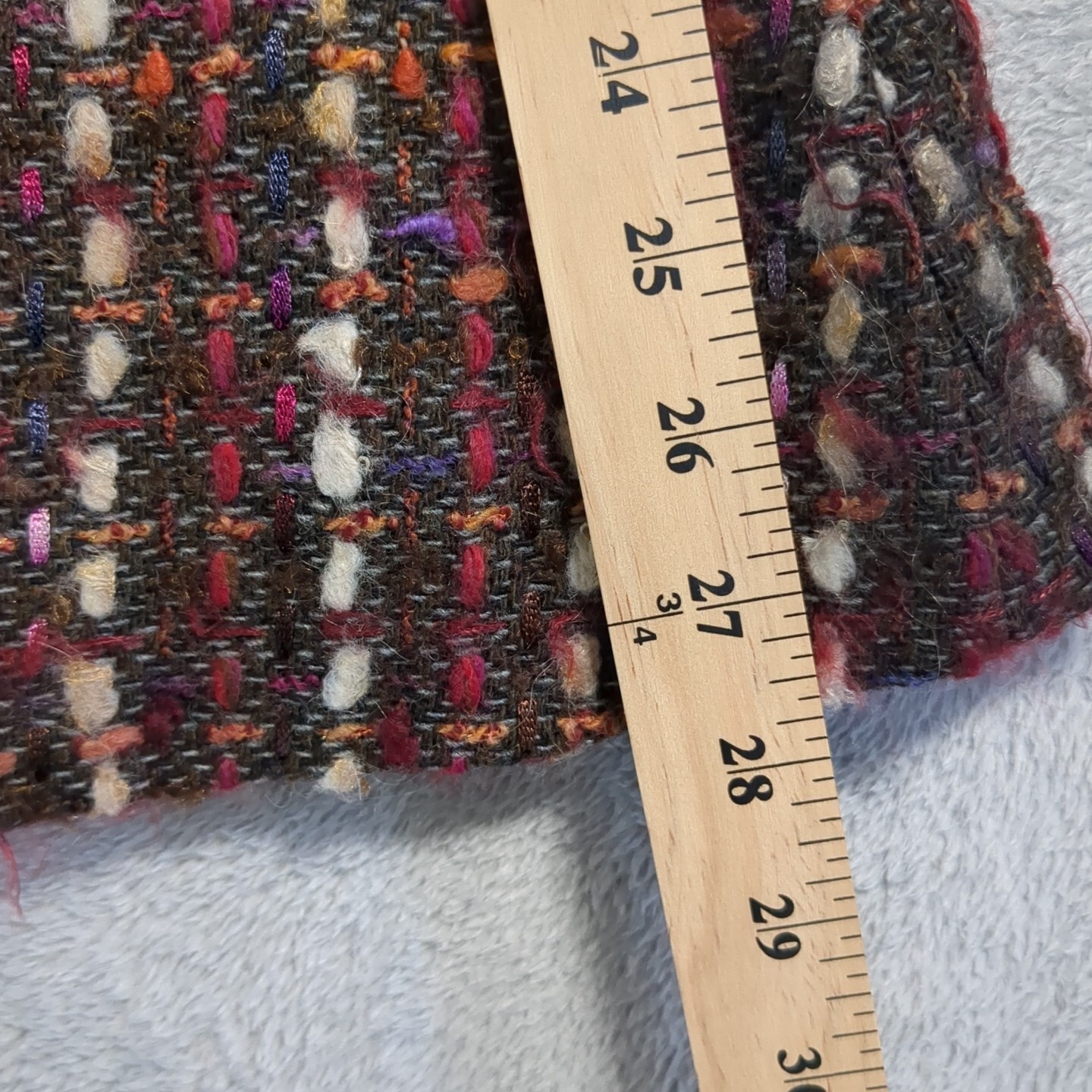 Vintage 60’s Tweed Pencil A Line Skirt Movie Set Red Festive Sz M