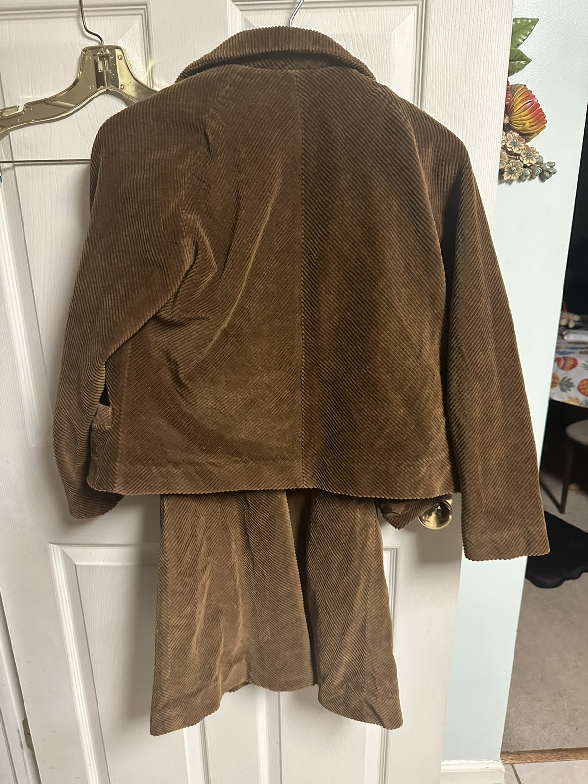 60s 70s Corduroy Dress Jacket Set Majestic Small 36w Brown Mod Grunge A Line