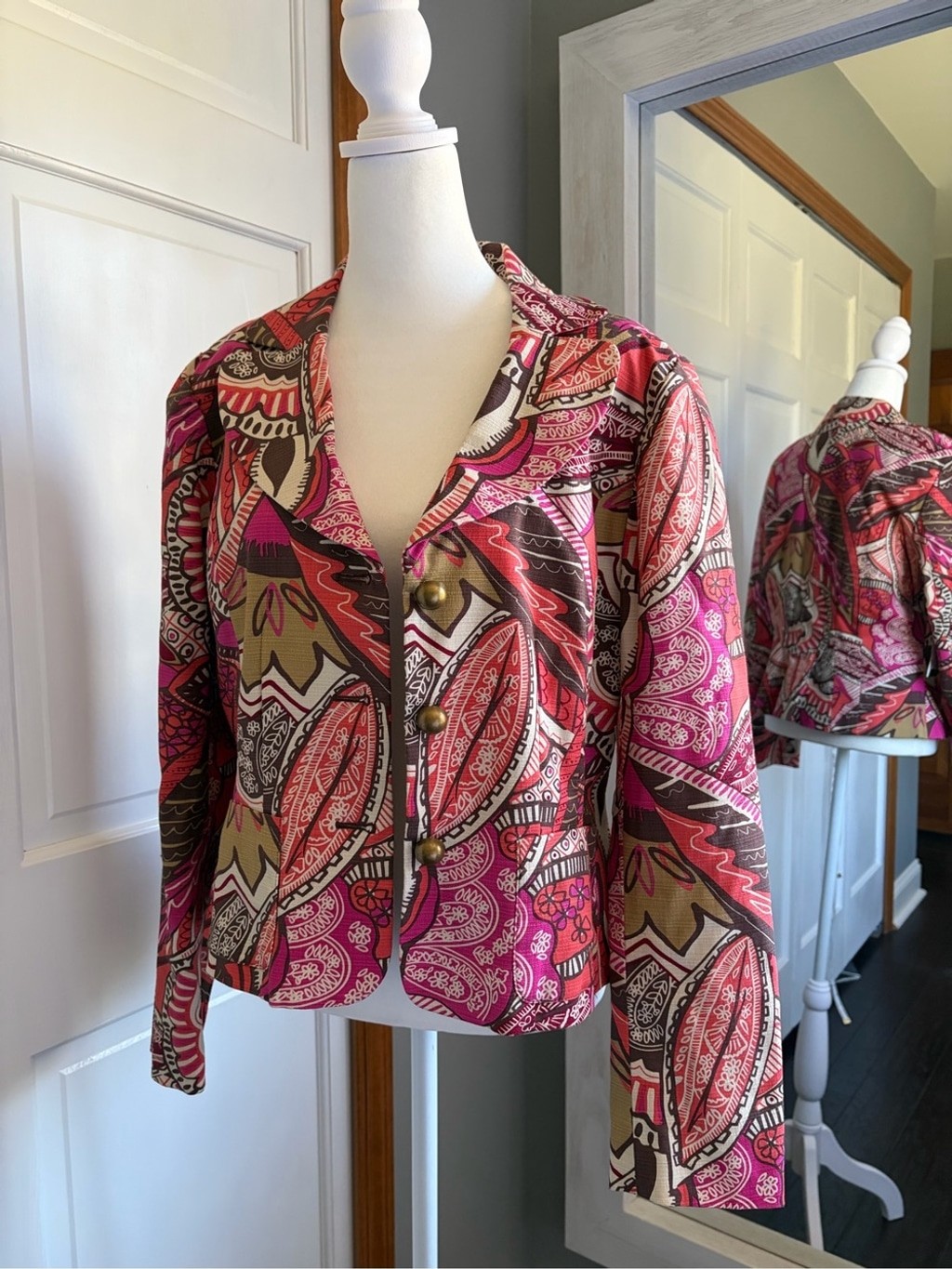 NWT Worthington Work to Weekend Vintage Sz 6 Sunburst Abstract Blazer Cotton Y2K