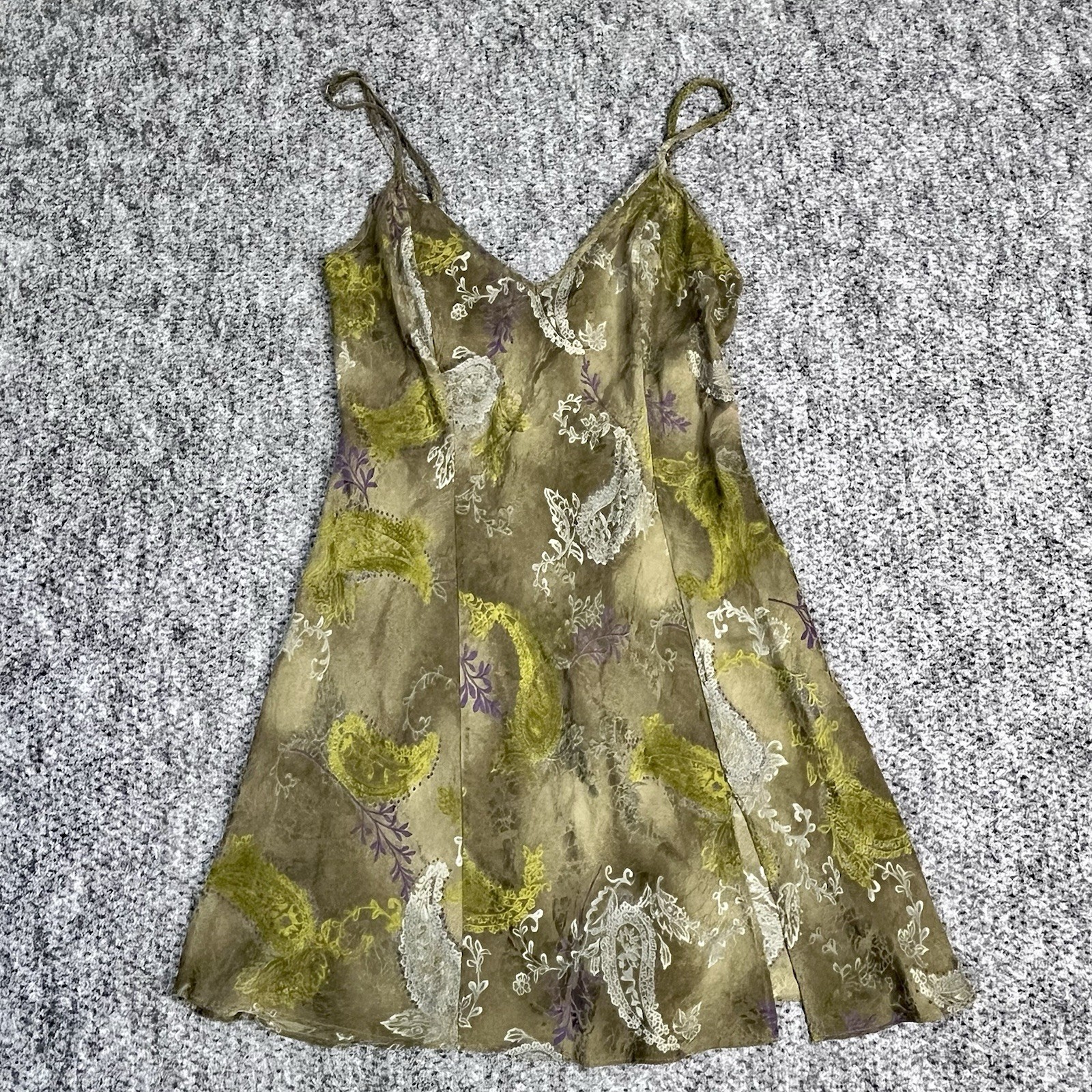 Vintage Victoria Secret Silk Slip Dress Y2K Shimmer Floral Paisley Women’s Small