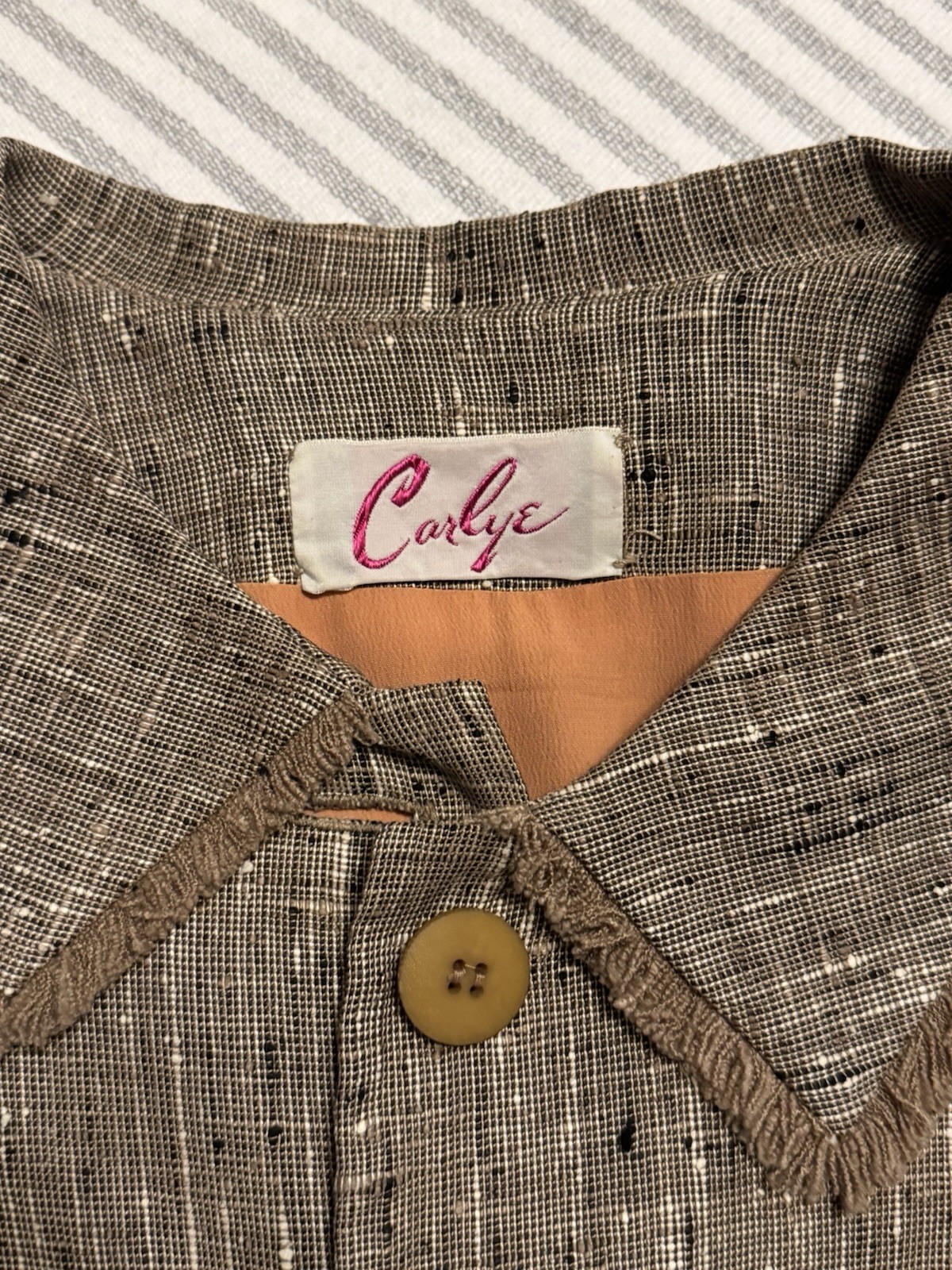 Vintage 1960s Carlye Women’s Jacket Linen Blazer With Matching Skirt Size Small
