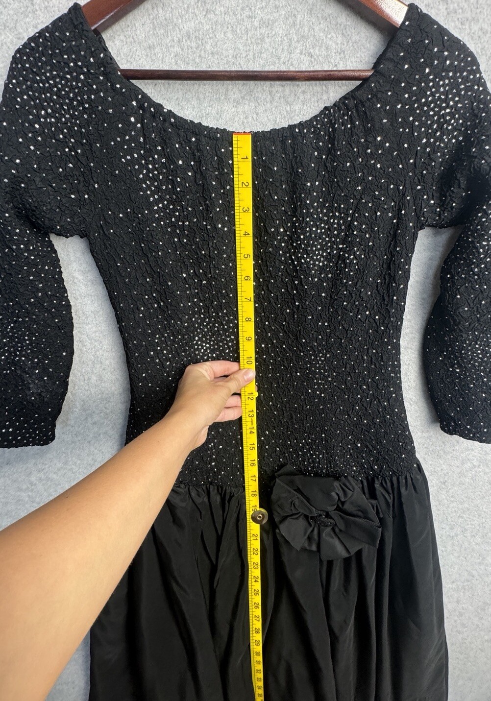 VTG 80s Ted Lapidus Paris Off Shoulder Beaded Dress Gown Sz 8 Black Formal