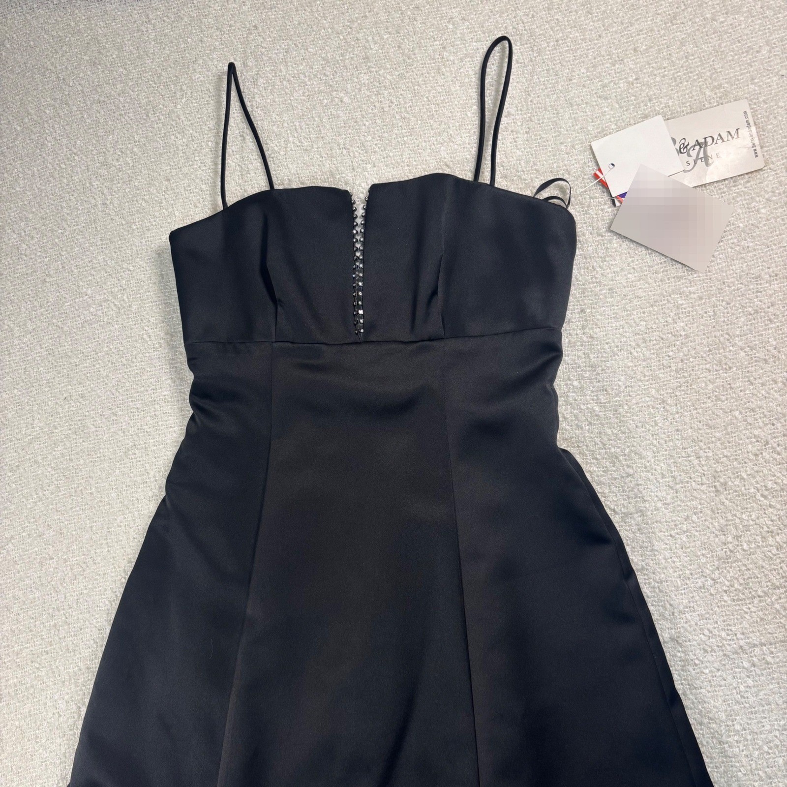 vintage 90s betsy & adam by jaslene elegant black white rhinestone dress NWT y2k