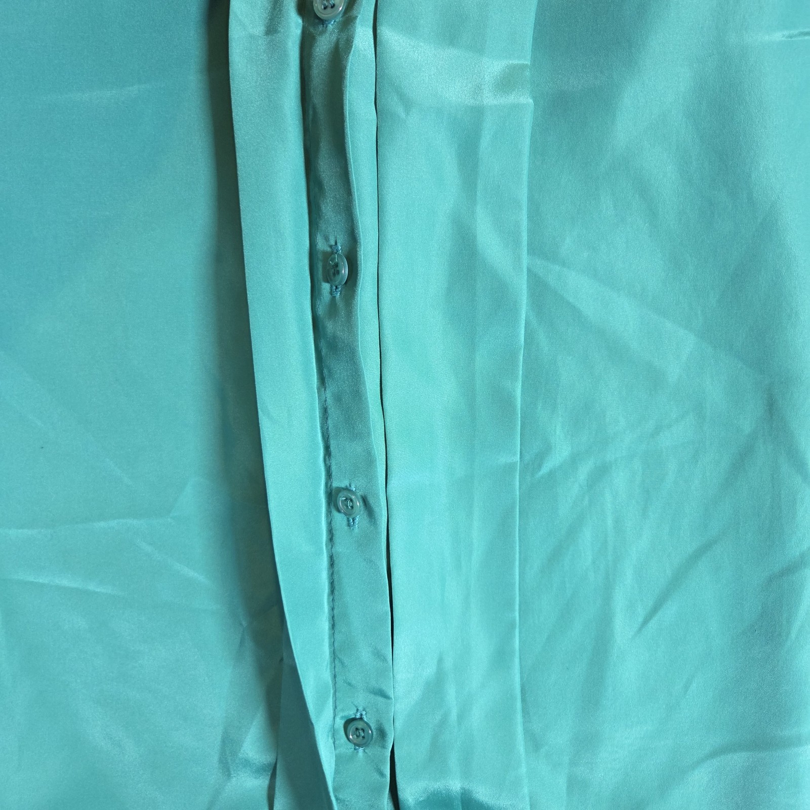 VTG Impressions of California Women Blouse Sz 12 Green Satin Long Sleeve 80 90s