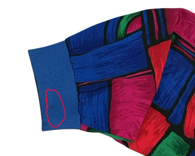 Vintage 80s Teddi Abstract Geometric Bomber Jacket Colorful Retro Art Print L
