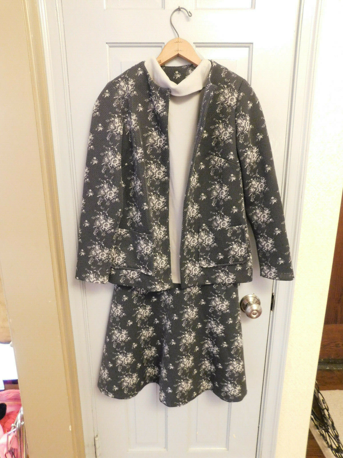 MOD Knit Jacket & Dress IT’S BETTER Textured Floral 1960s Chic 2 pc outfit EUC