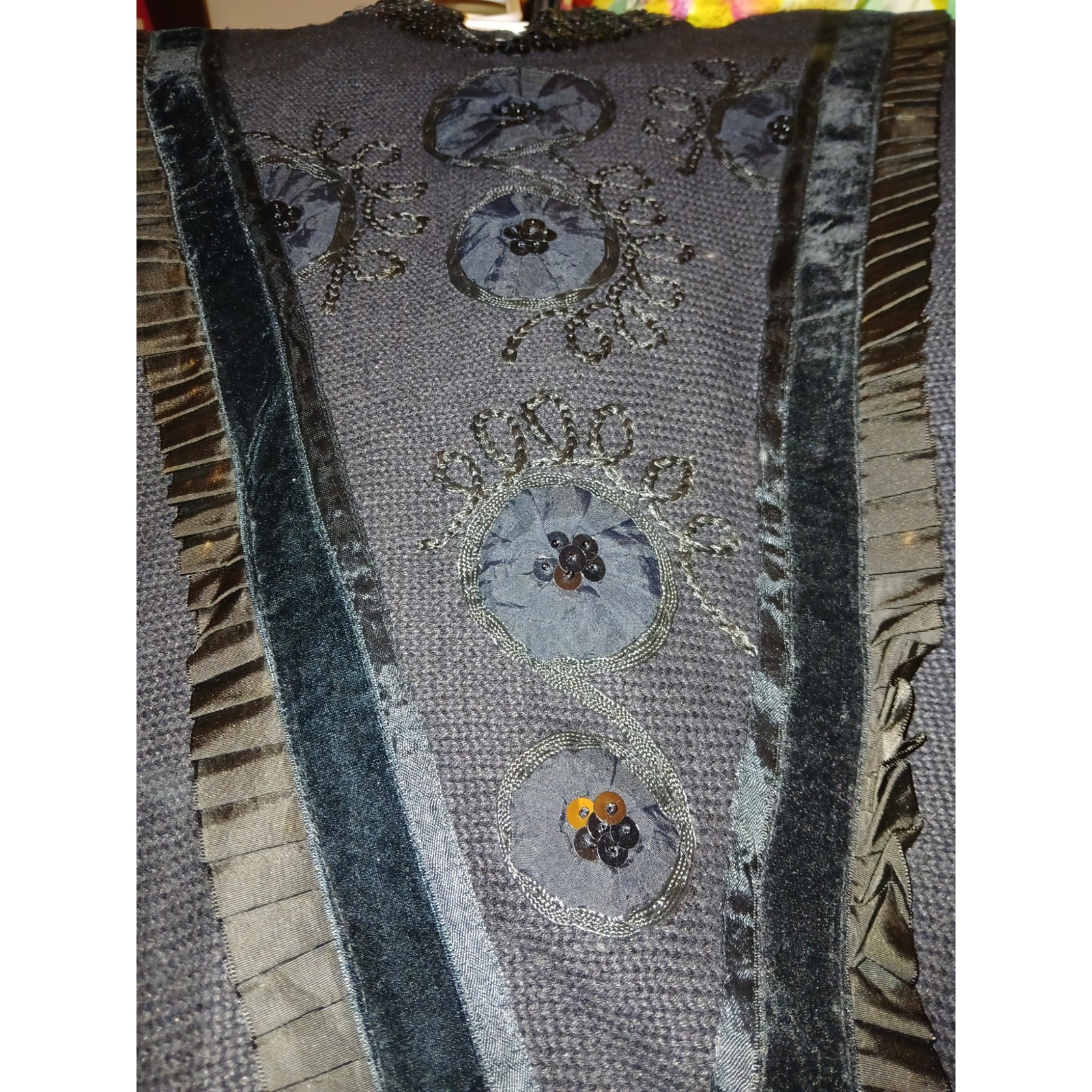 Vintage 1980s Black Dolman Embellished Sweater Bonnie and Bill High Neck Medium