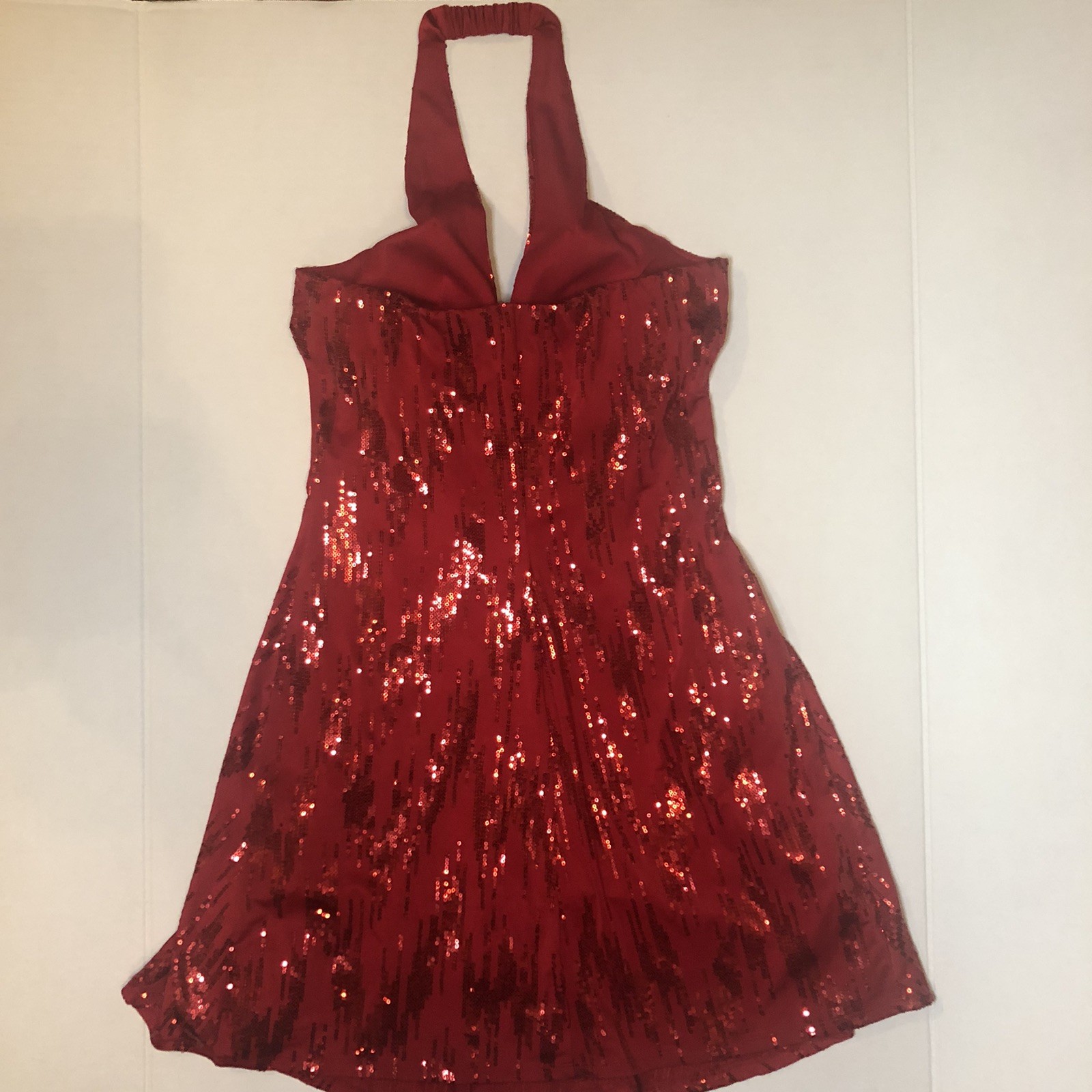 Fredericks of Hollywood Red Sequin Halter Mini Dress Size M Sweetheart Bust Prom